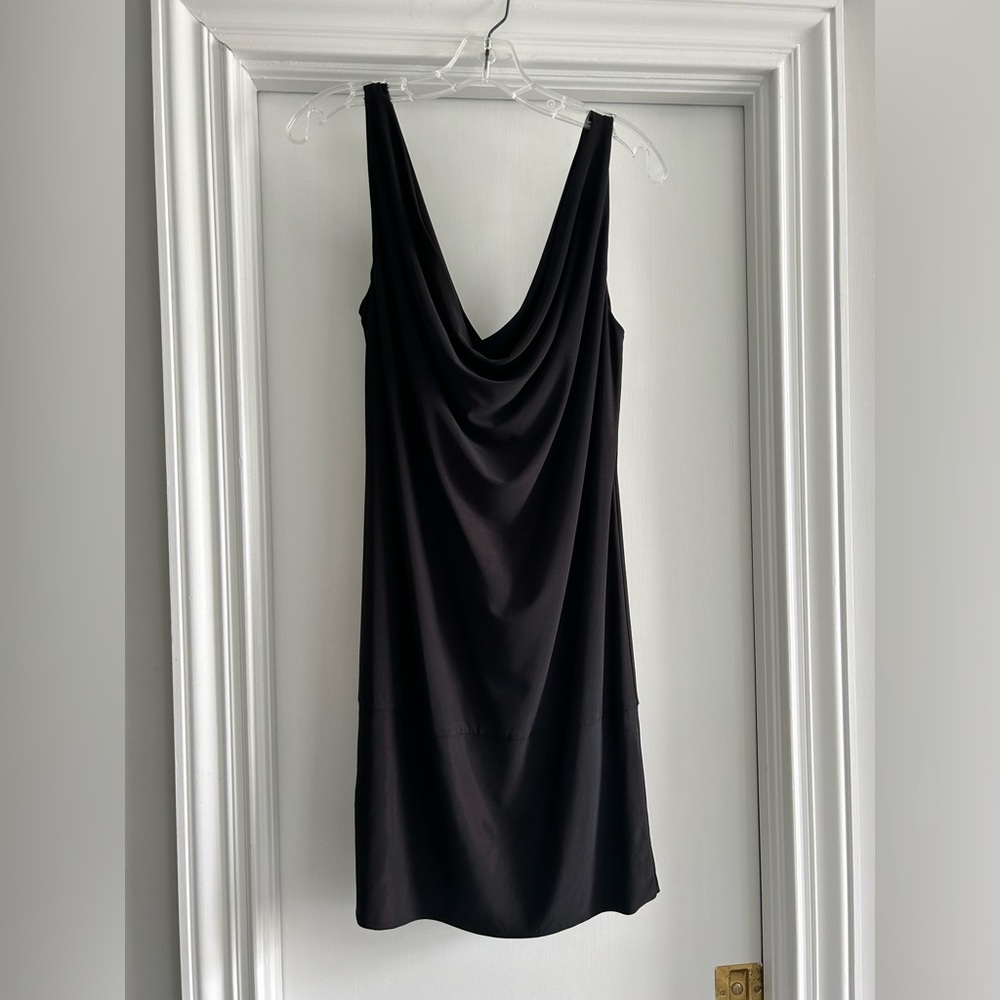 Black scoop front and back mini dress. Size L. Excellent condition.